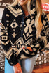 Aztec Yoke Sherpa Half Zip Stand Collar Kangaroo Pocket Sweatshirt